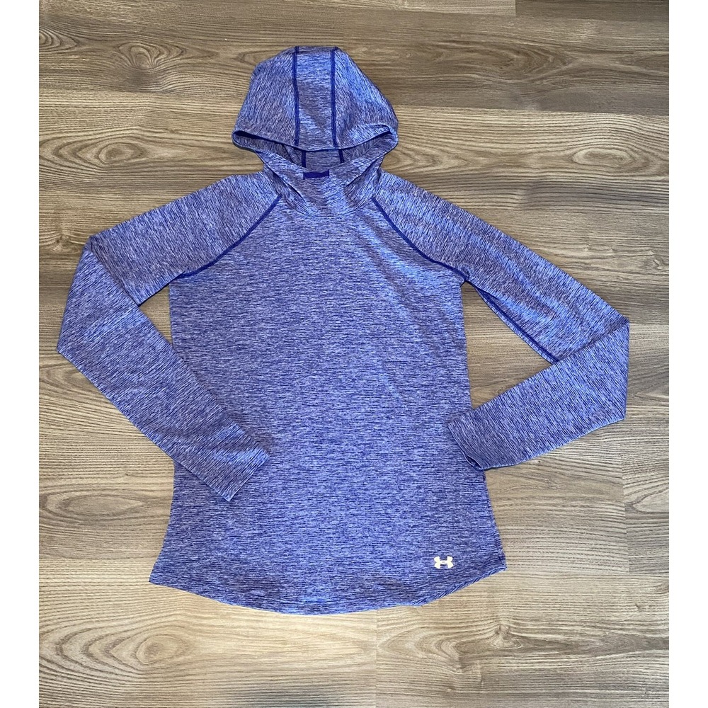 Under Armour Run Threadborn Hooded Pullover Women's size Small Fitted Heatgear